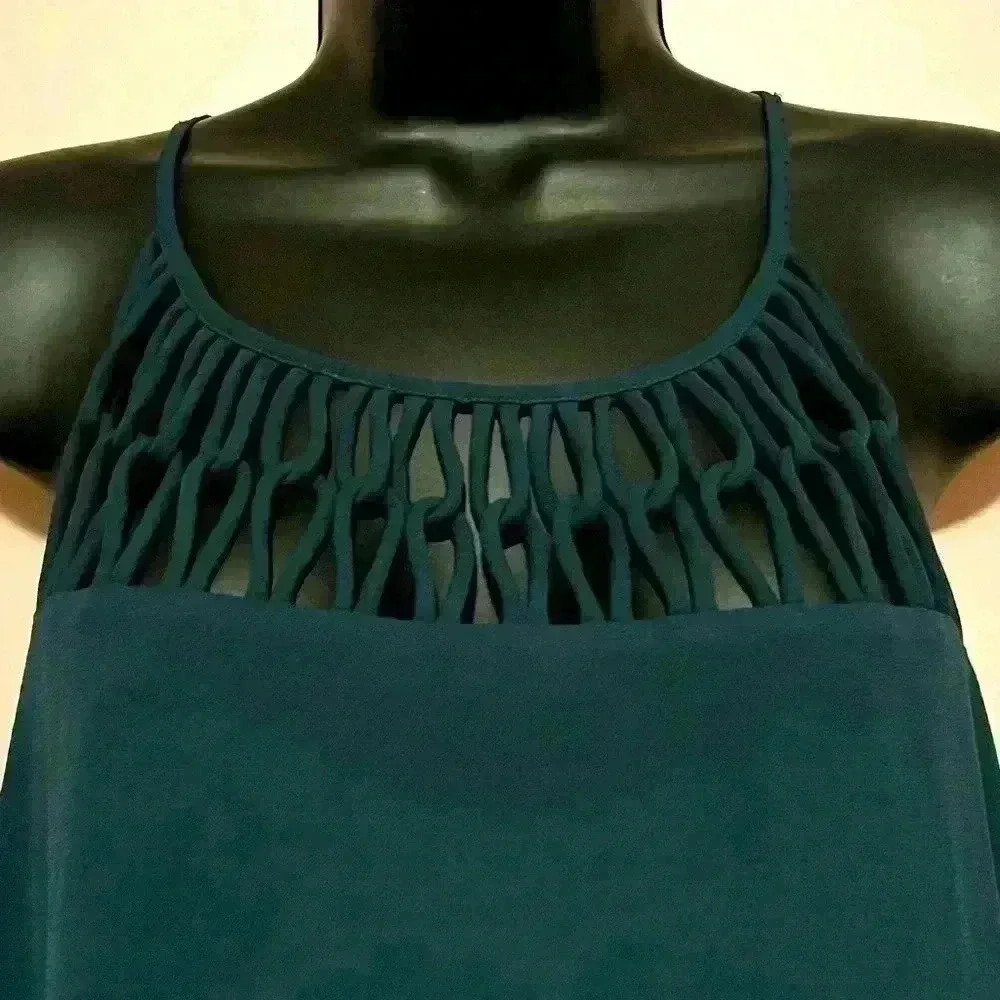 Maurice's Women's Sz S Forest Green Midi Spaghetti Strap Dress Fully Lined